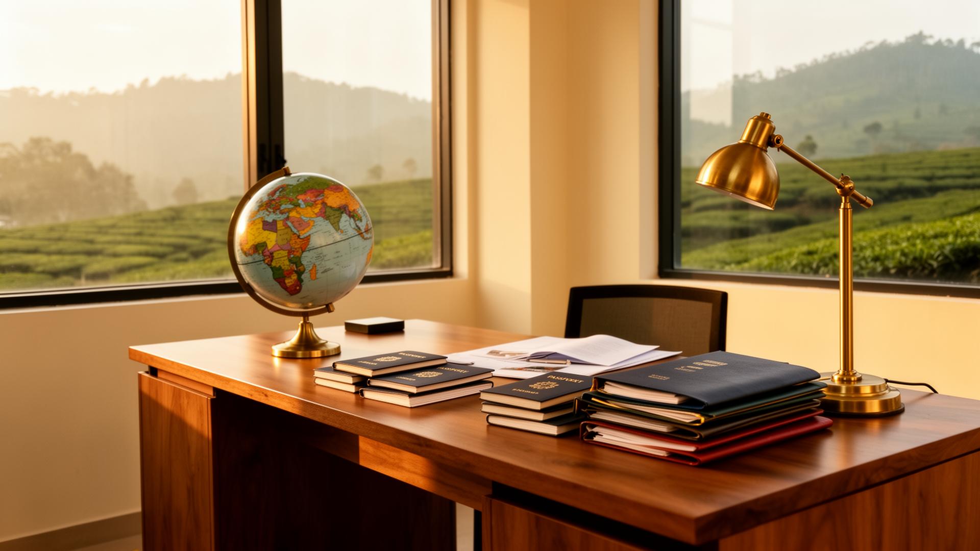 TravelZone BD office in Sylhet — clients reviewing documents